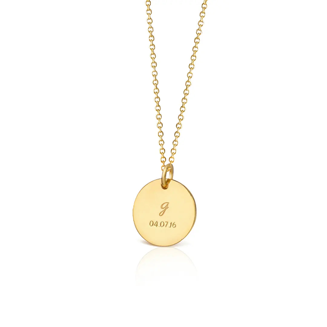 14K Gold personalised disc small size