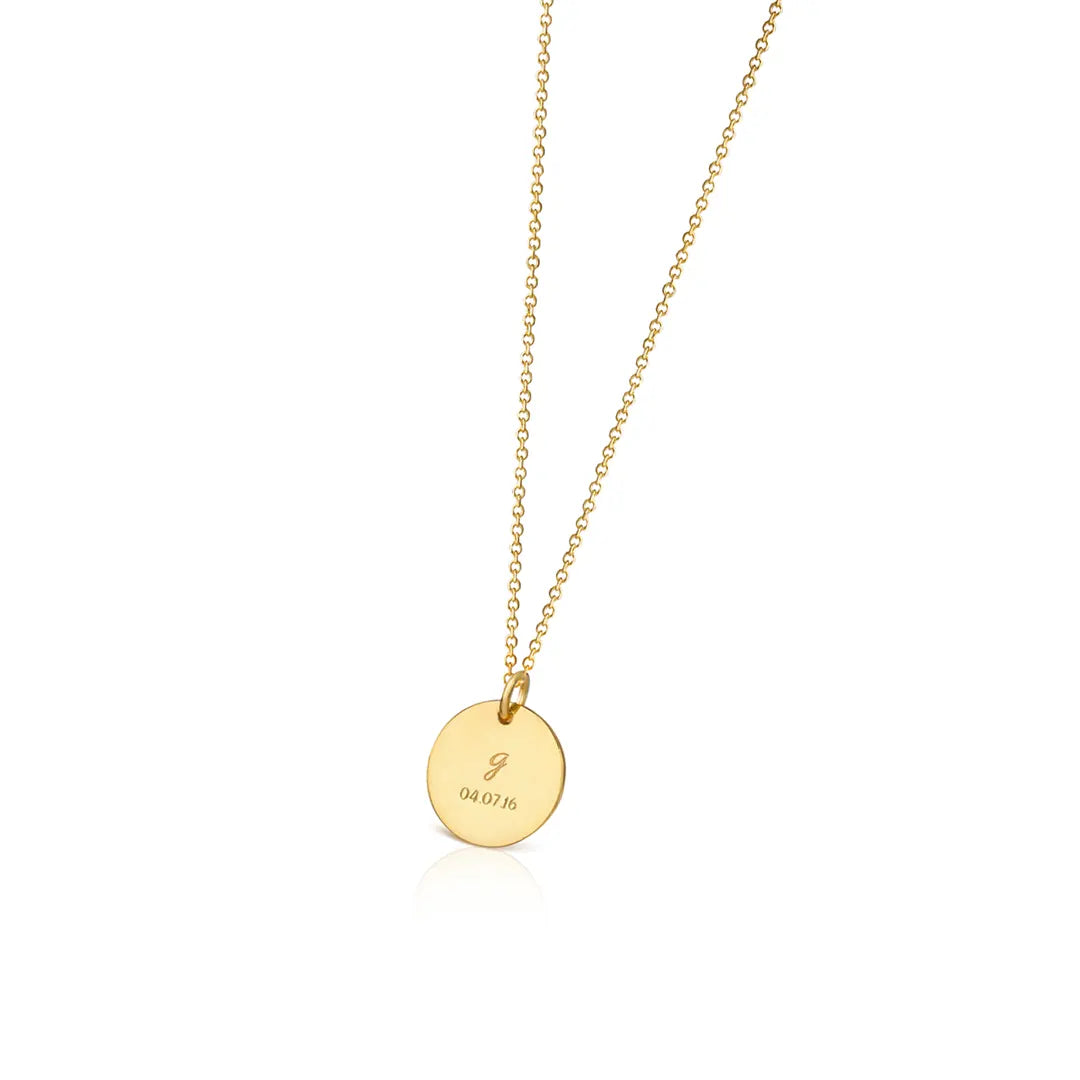 14K Gold Personalized Disc Necklace, Small Size