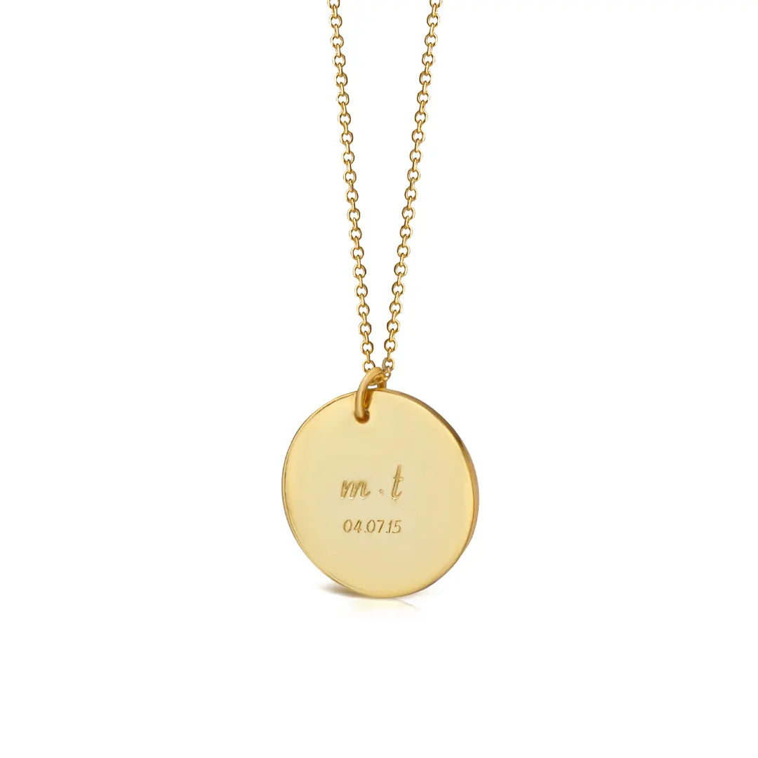 14K Gold Personalized Disc Necklace, Big Size