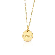 14K Gold initial small disc necklace