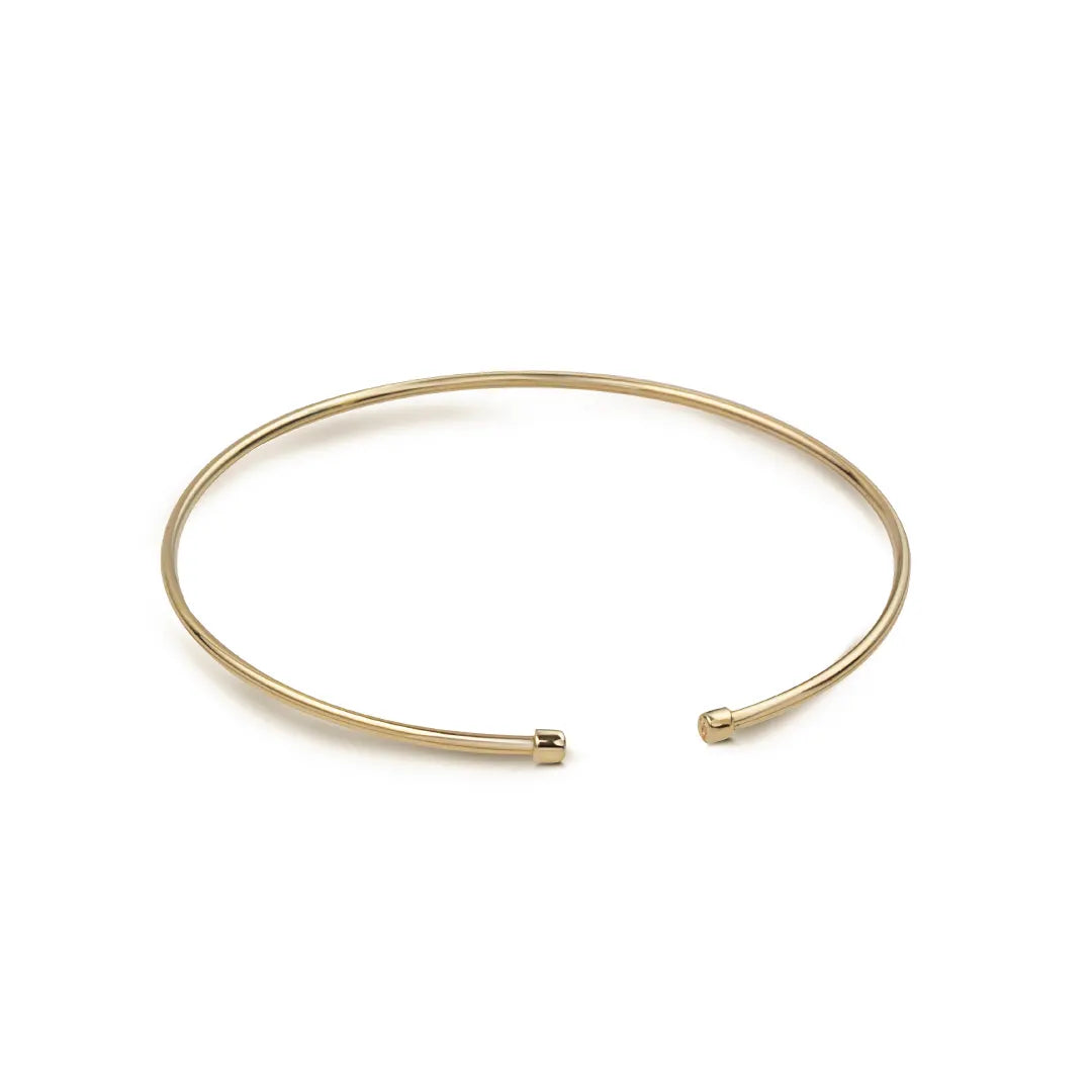 14K gold Thin Open Bracelet with 2 Dots