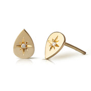 14K Gold Drop Diamond Star Earrings