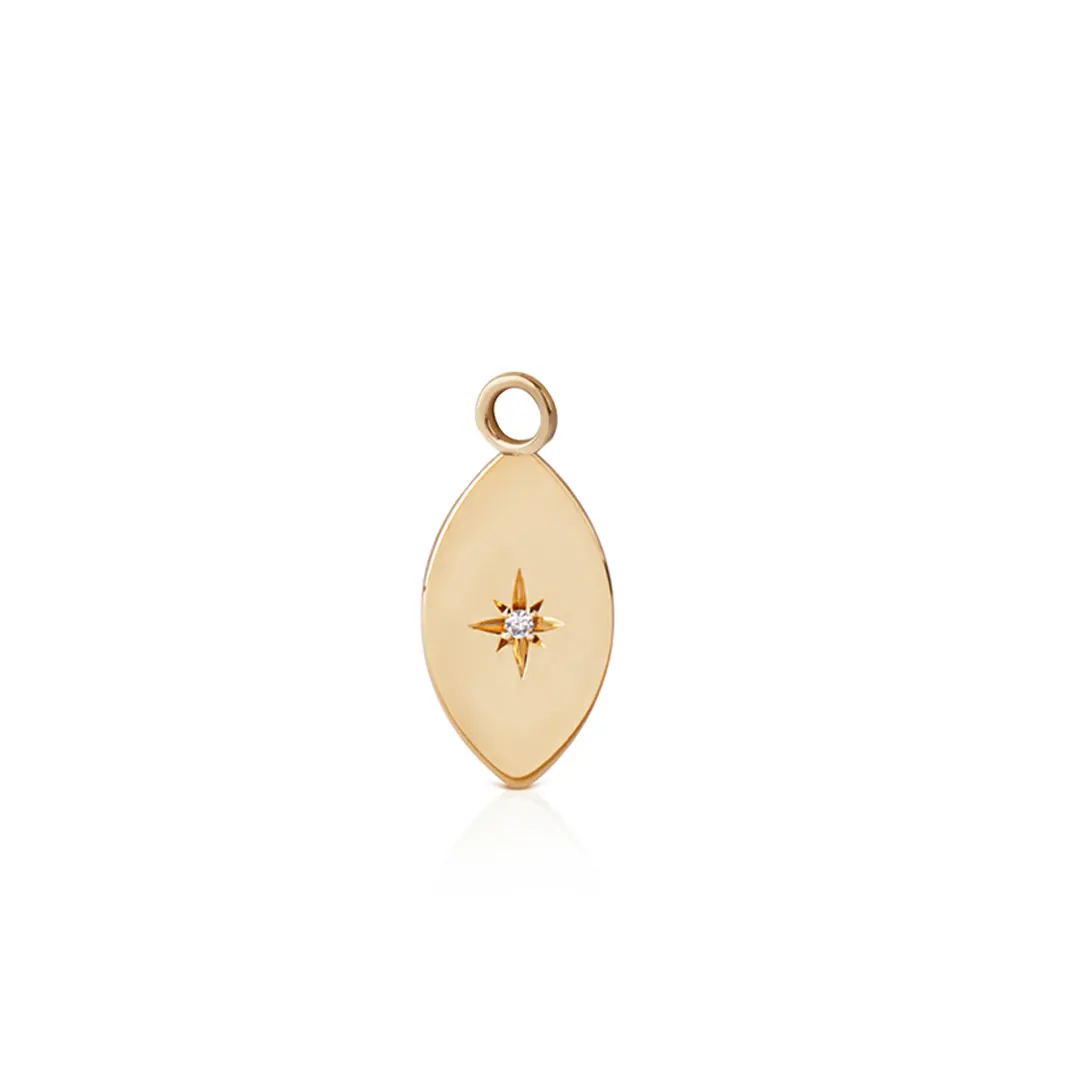 14K Gold Big Navette Diamond Star Element