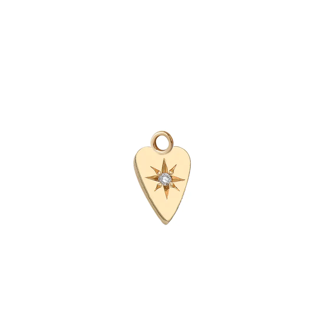 14K Gold Medium Heart Diamond Star Element