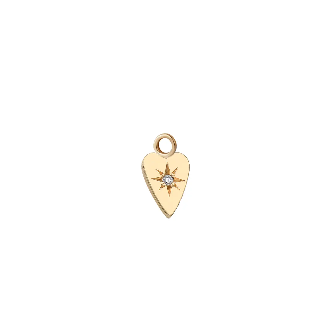 14K Gold Small Heart Diamond Star Element