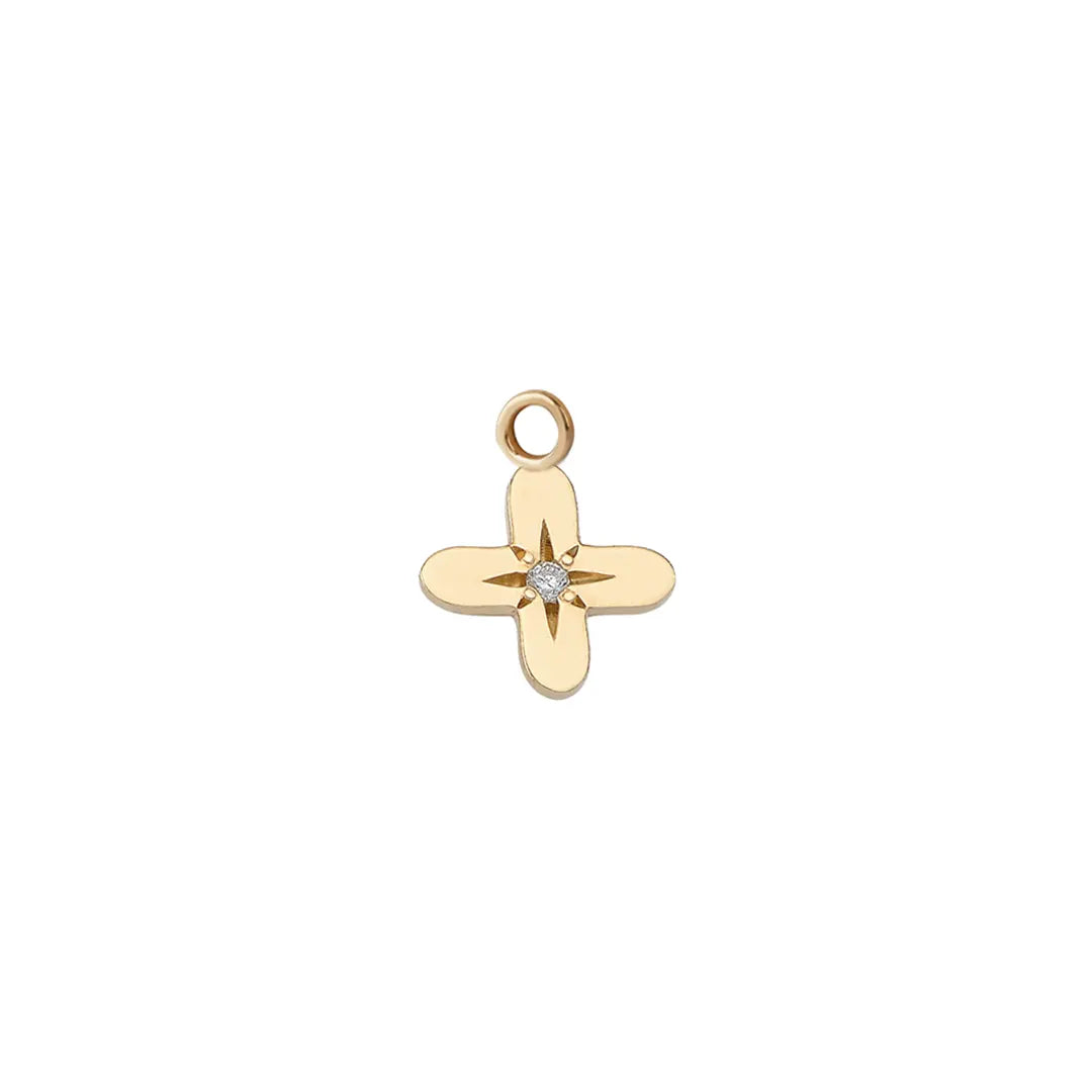 14K Gold Small Cross Diamond Star Element
