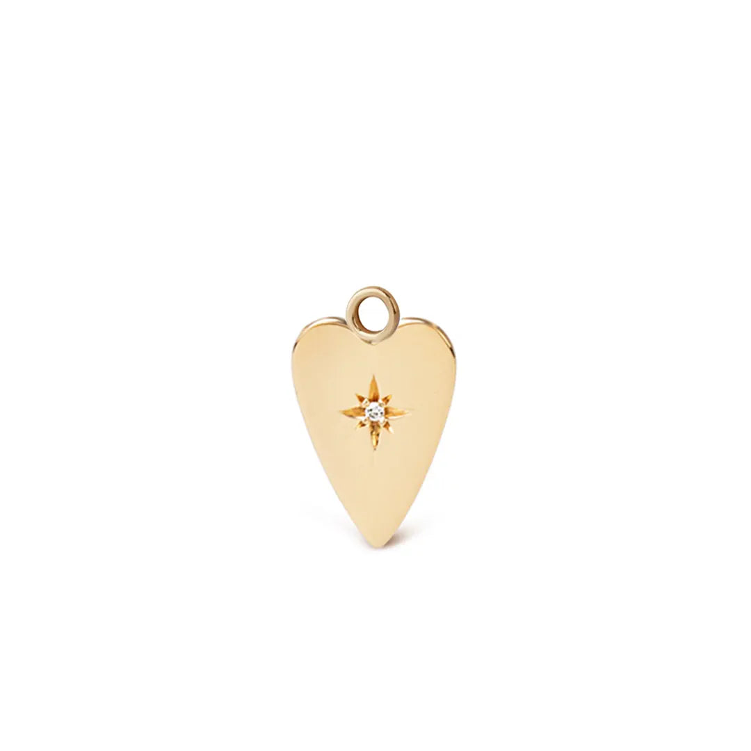 14K Gold Big Heart Diamond Star Element