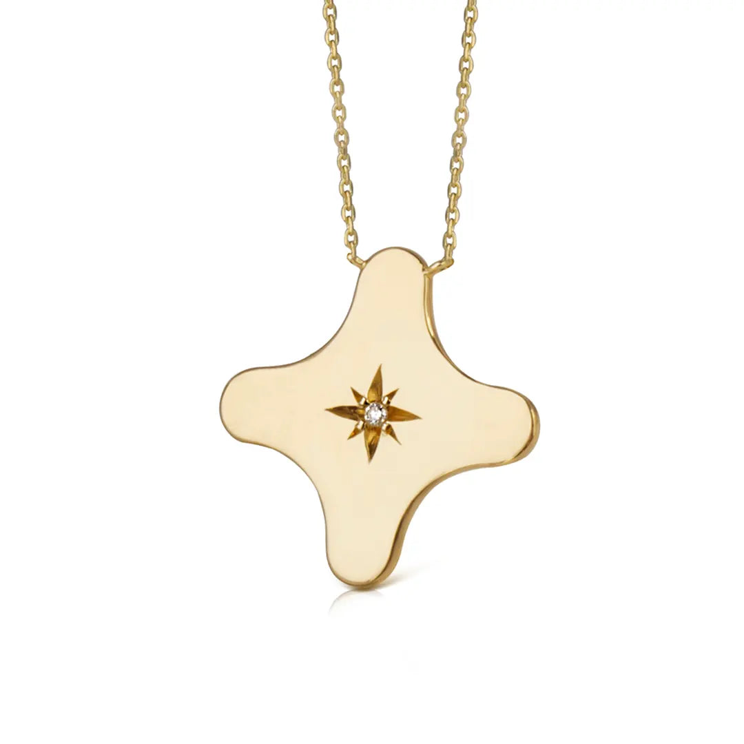 14K Gold Star Diamond Star Necklace (big)