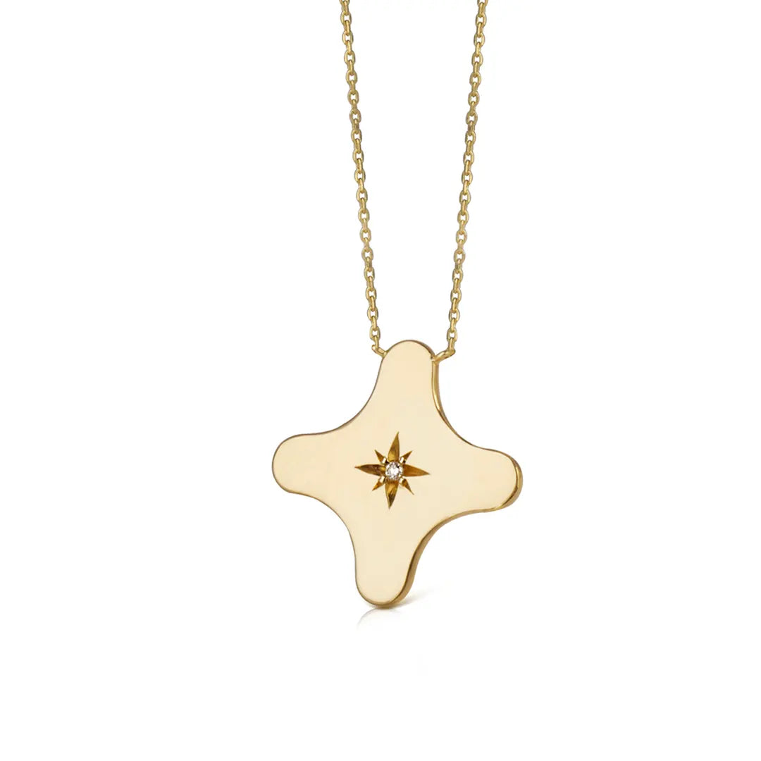 14K Gold Star Diamond Star Necklace (big)