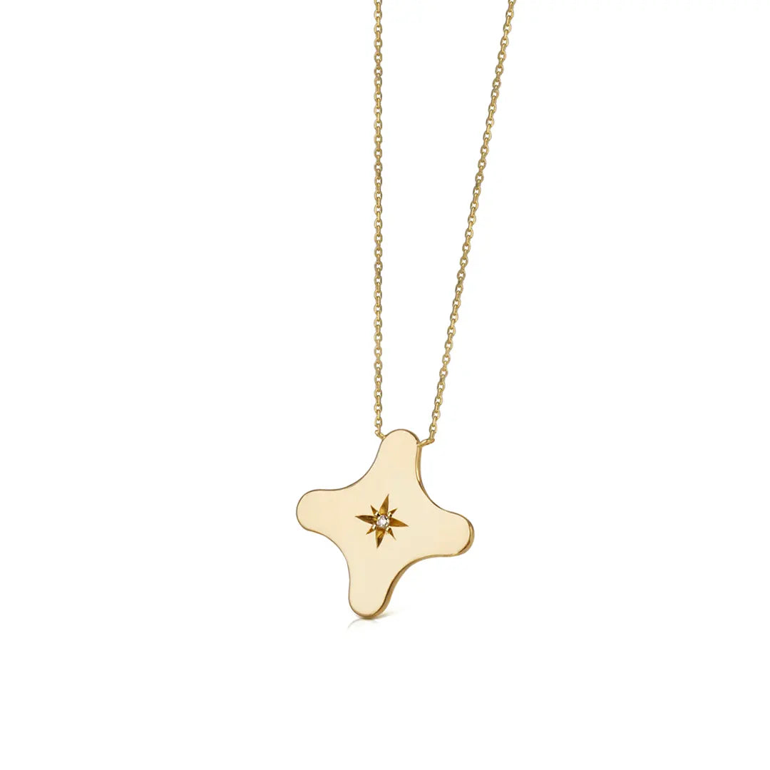 14K Gold Star Diamond Star Necklace (big)