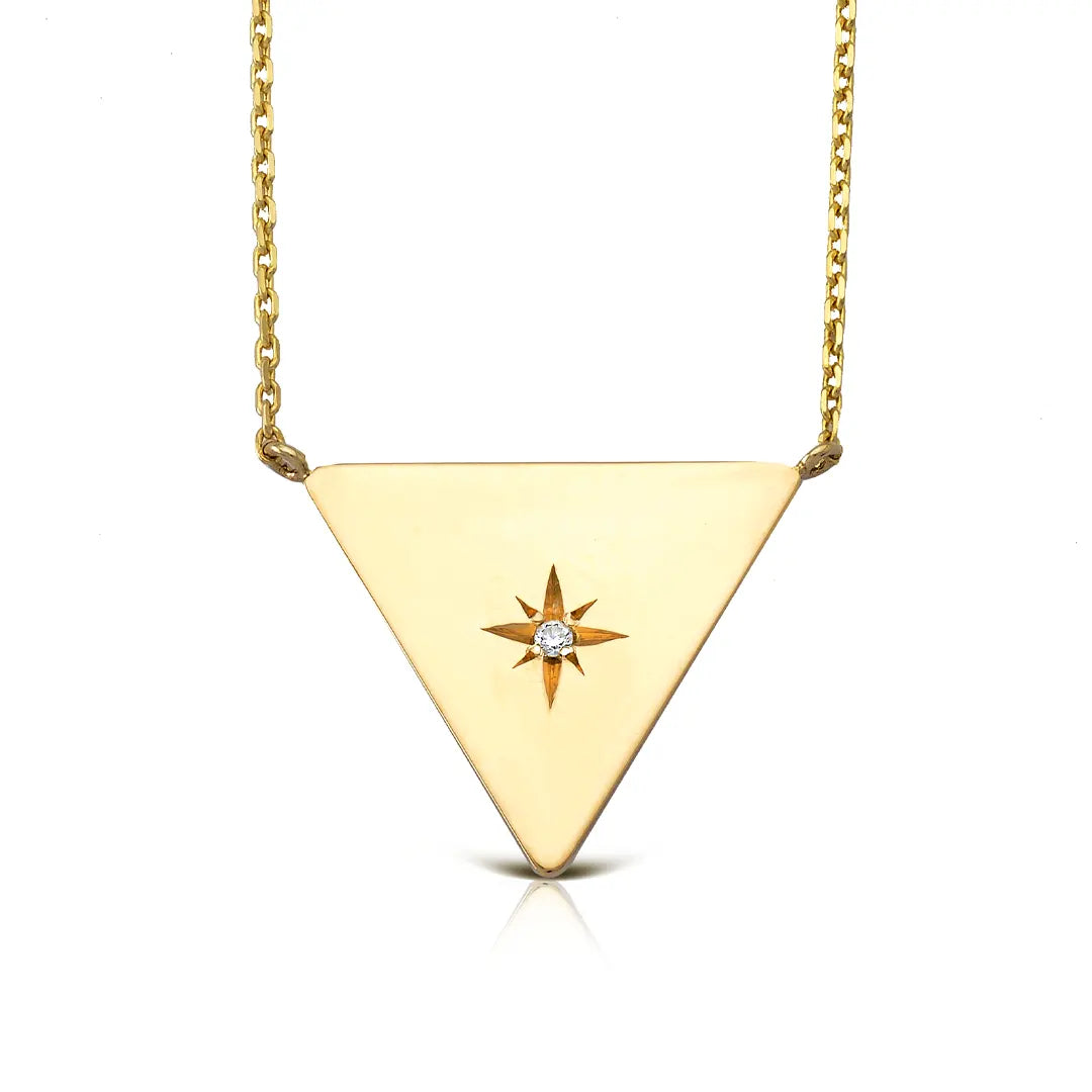14K Gold Triangle Diamond Star Necklace (big)