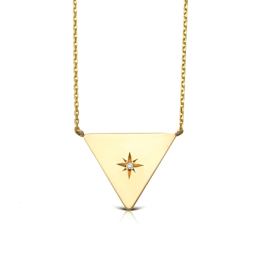 14K Gold Triangle Diamond Star Necklace (big)