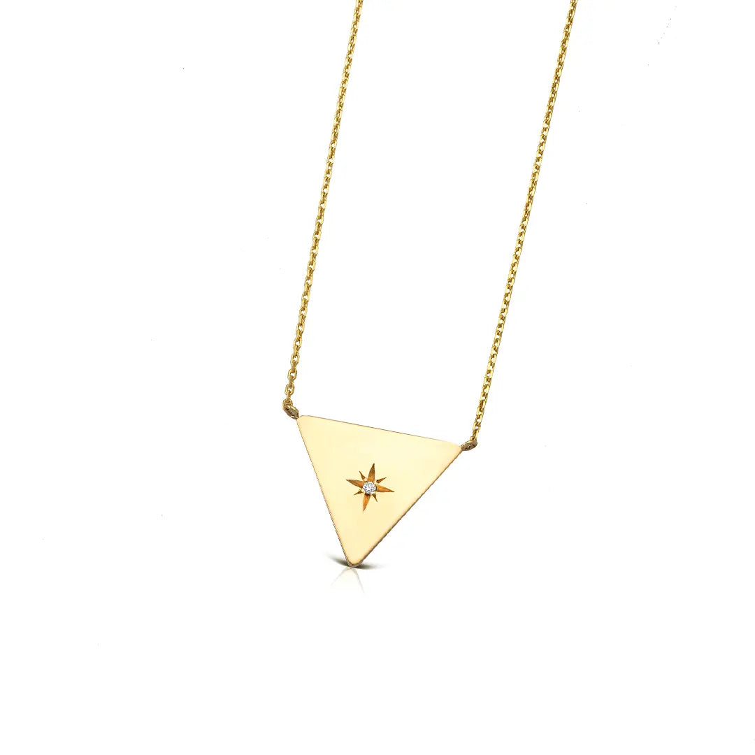 14K Gold Triangle Diamond Star Necklace (big)