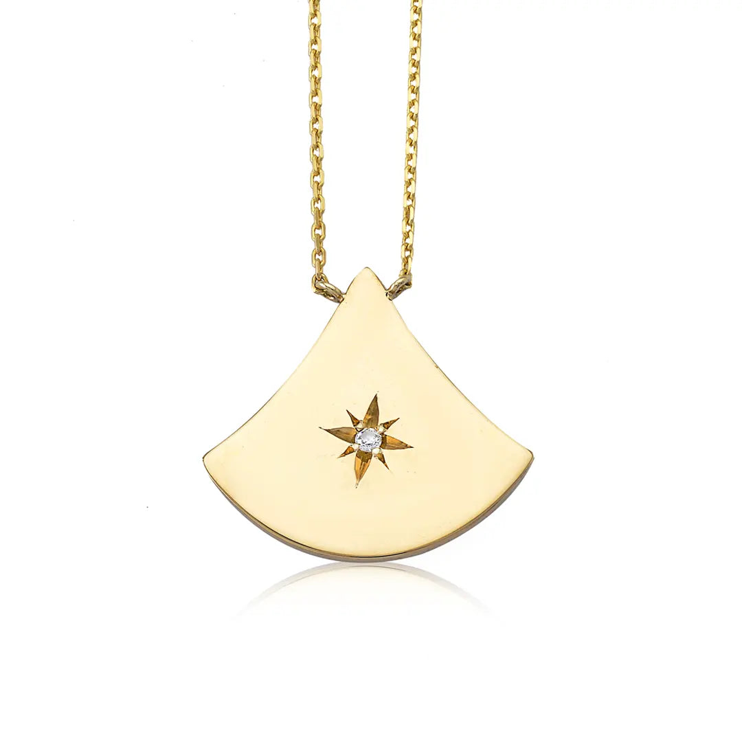 14K Gold Almost Triangle Diamond Star Necklace (big)