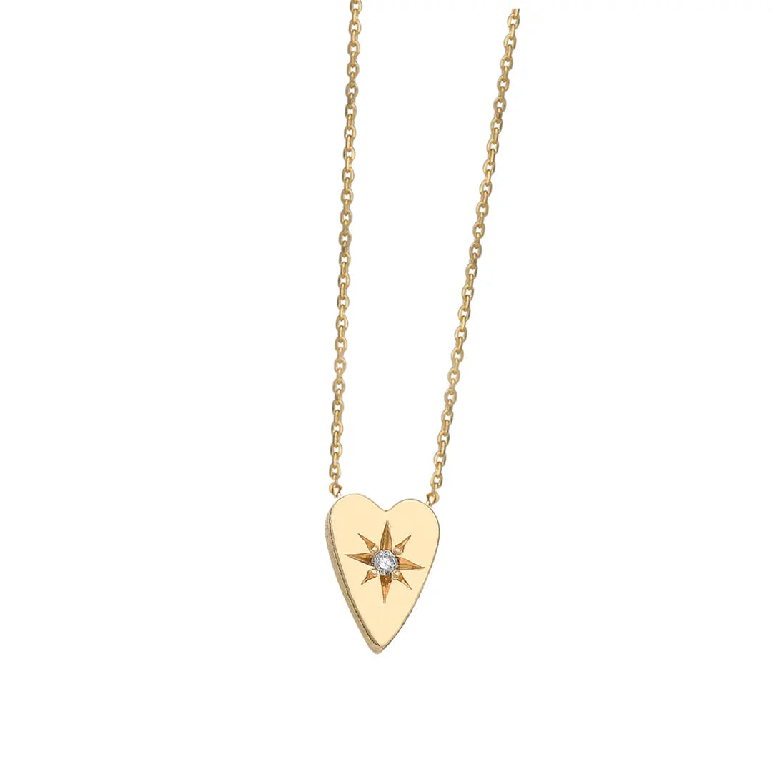 Tiny Heart Diamond Star Necklace