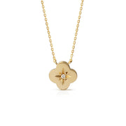 14K Gold Tiny Flower Diamond Star Necklace