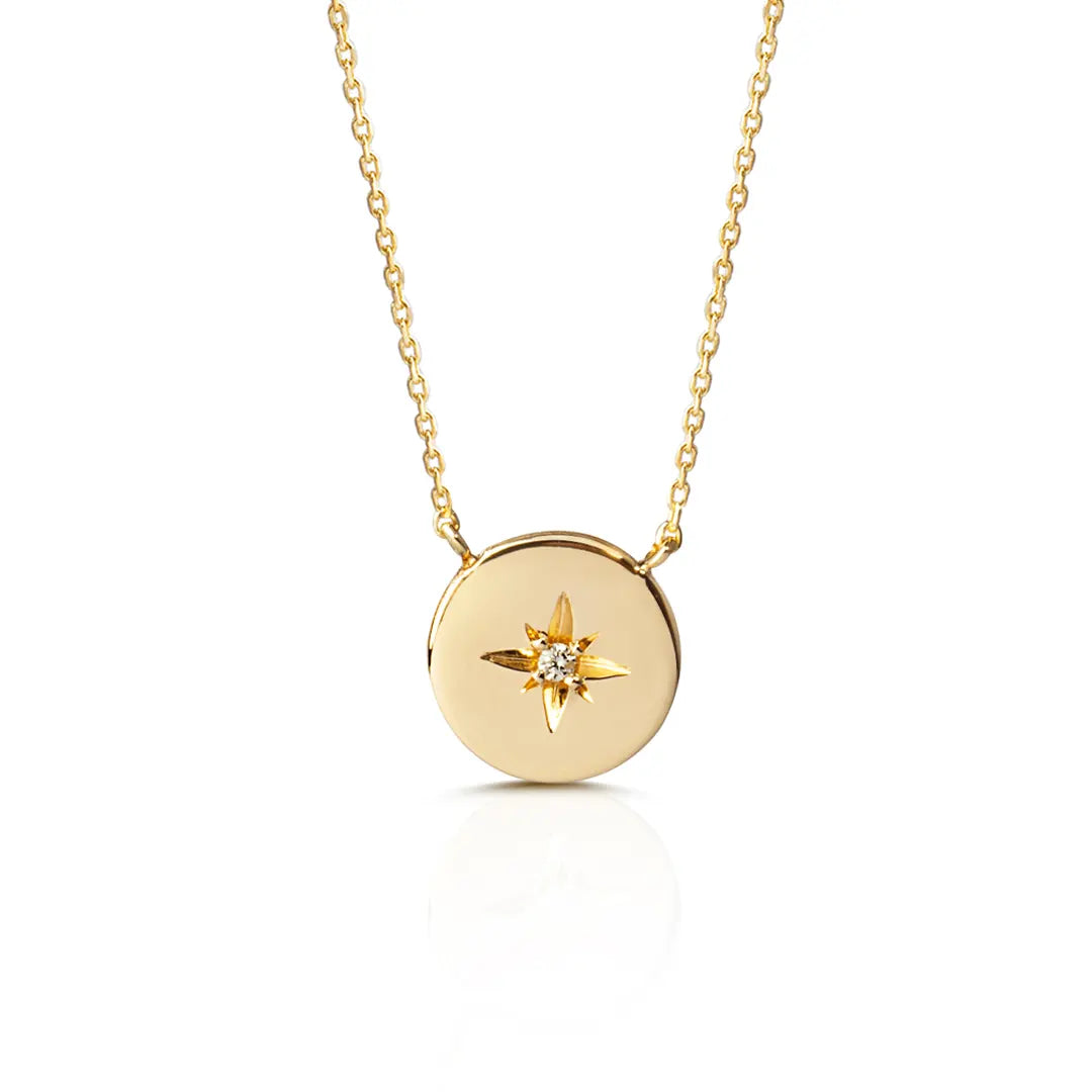 14K Gold Navette Diamond Star Necklace