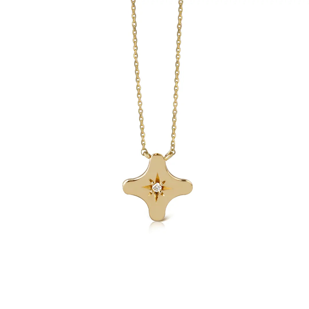 14K Gold Tiny Star Diamond Necklace