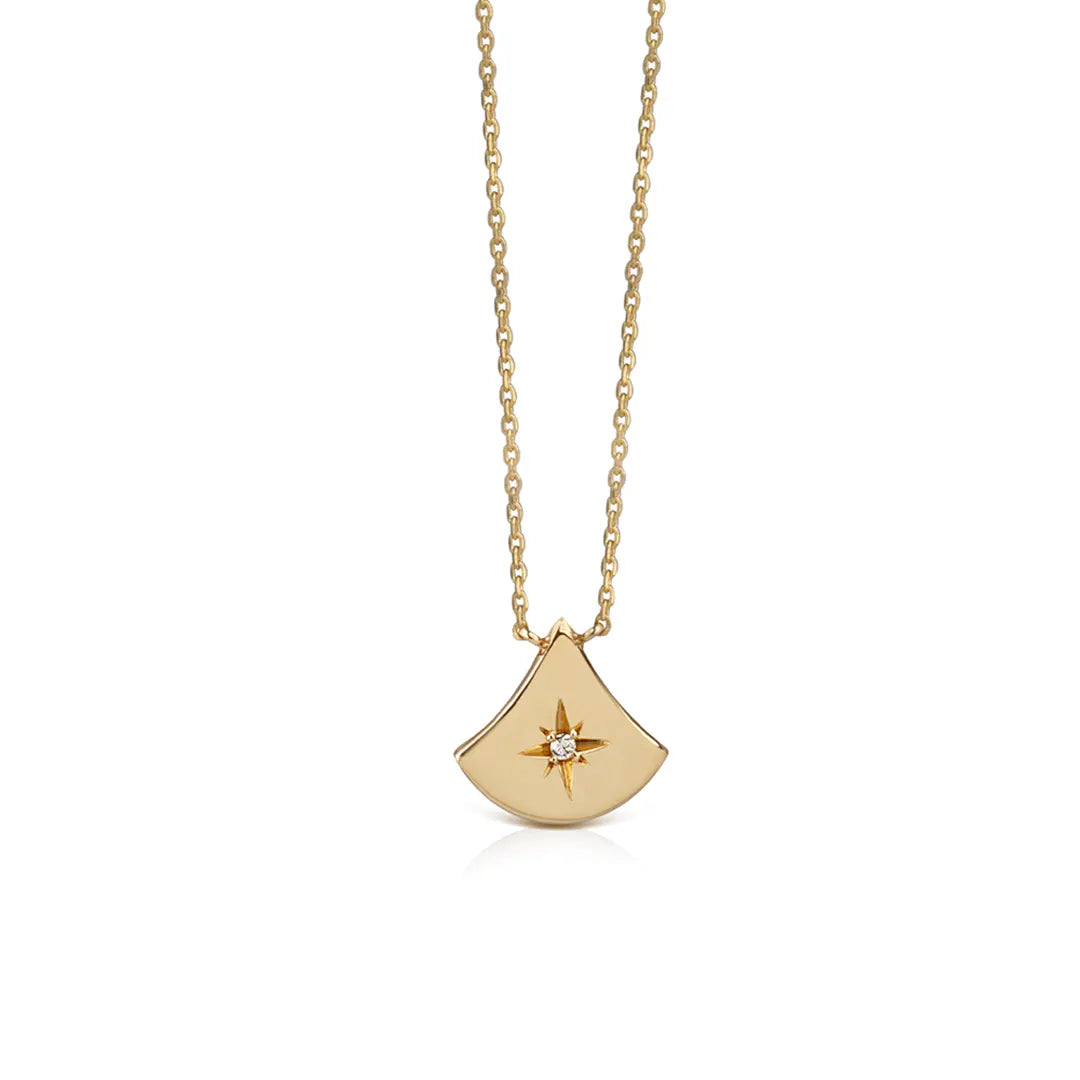 14K Gold Tiny Almost Triangle Diamond Star Necklace