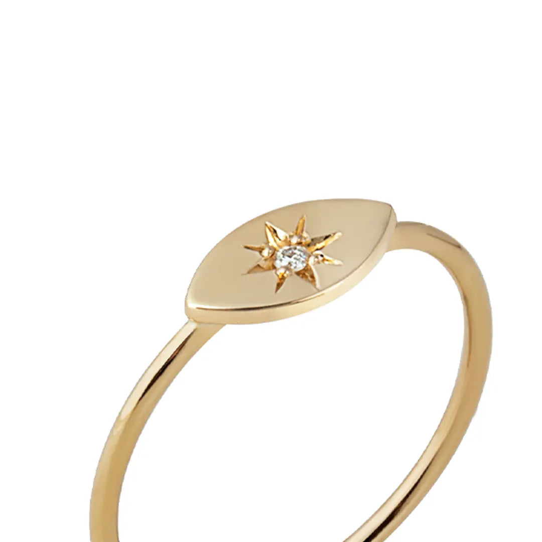 Tiny Navette Diamond Star Ring