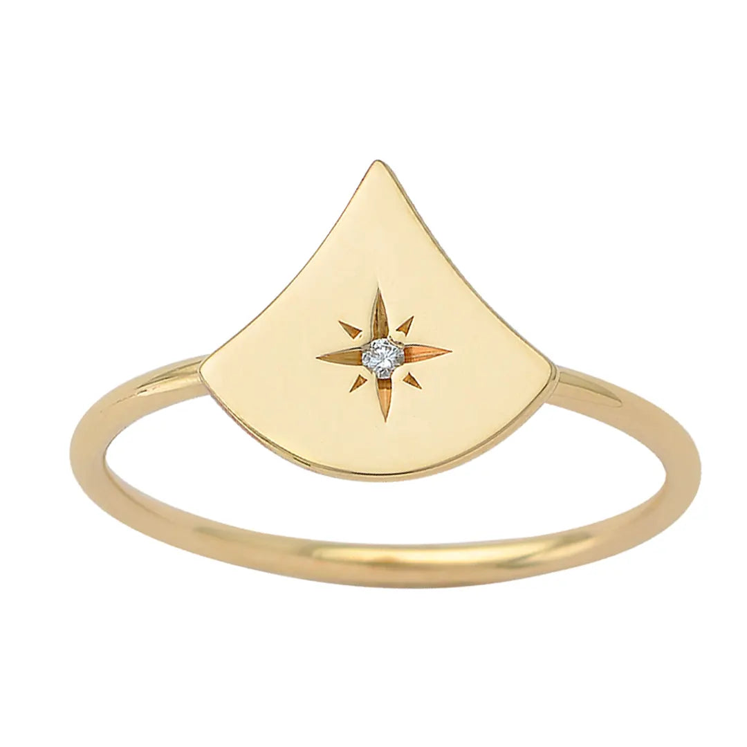 Tiny Almost Triangle Diamond Star Ring