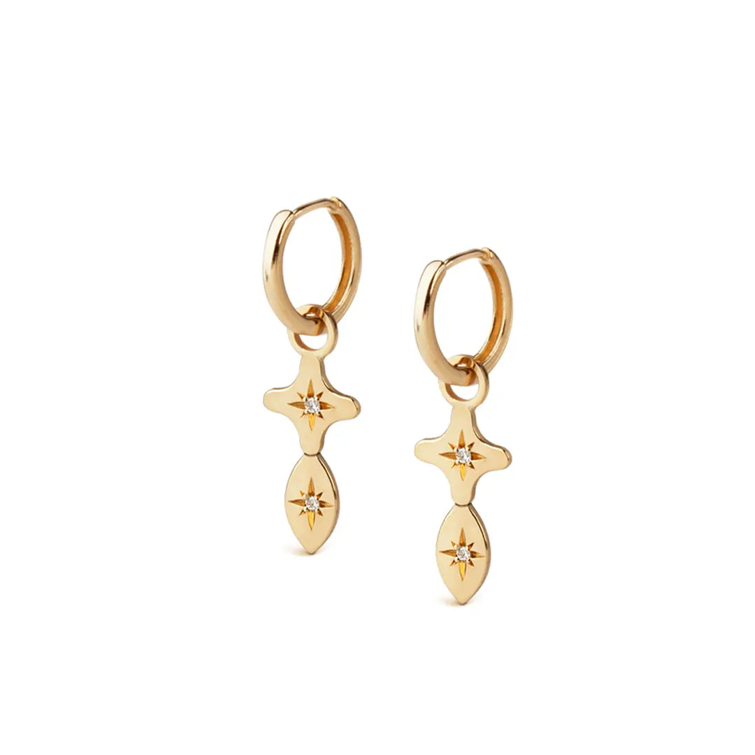 14K Gold Navette and Star two element motif