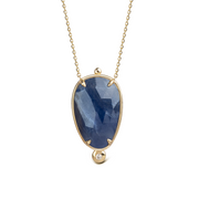 14K Gold Vertical Sapphire Necklace  with a diamond