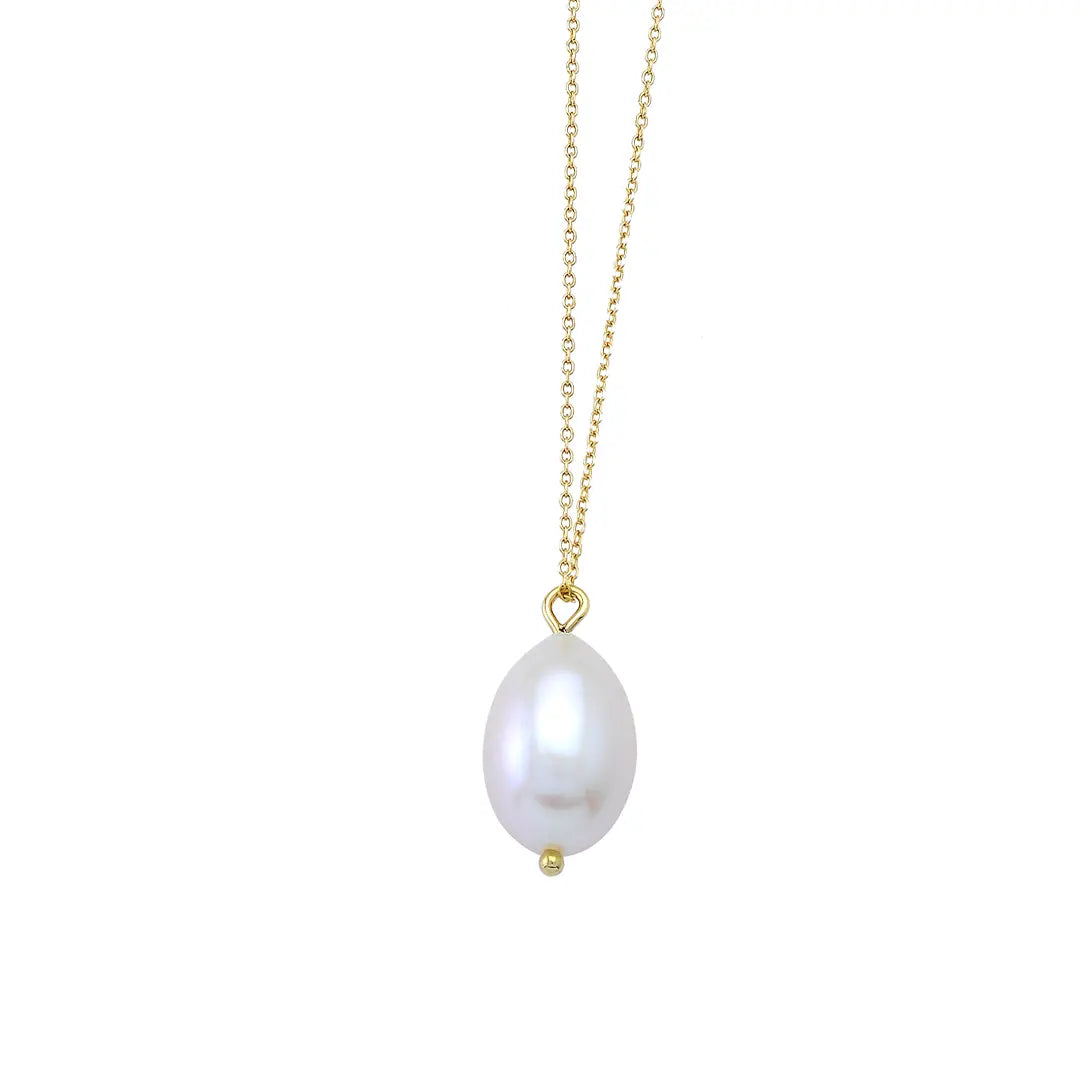 14K Gold, Single Big Pearl Drop Necklace