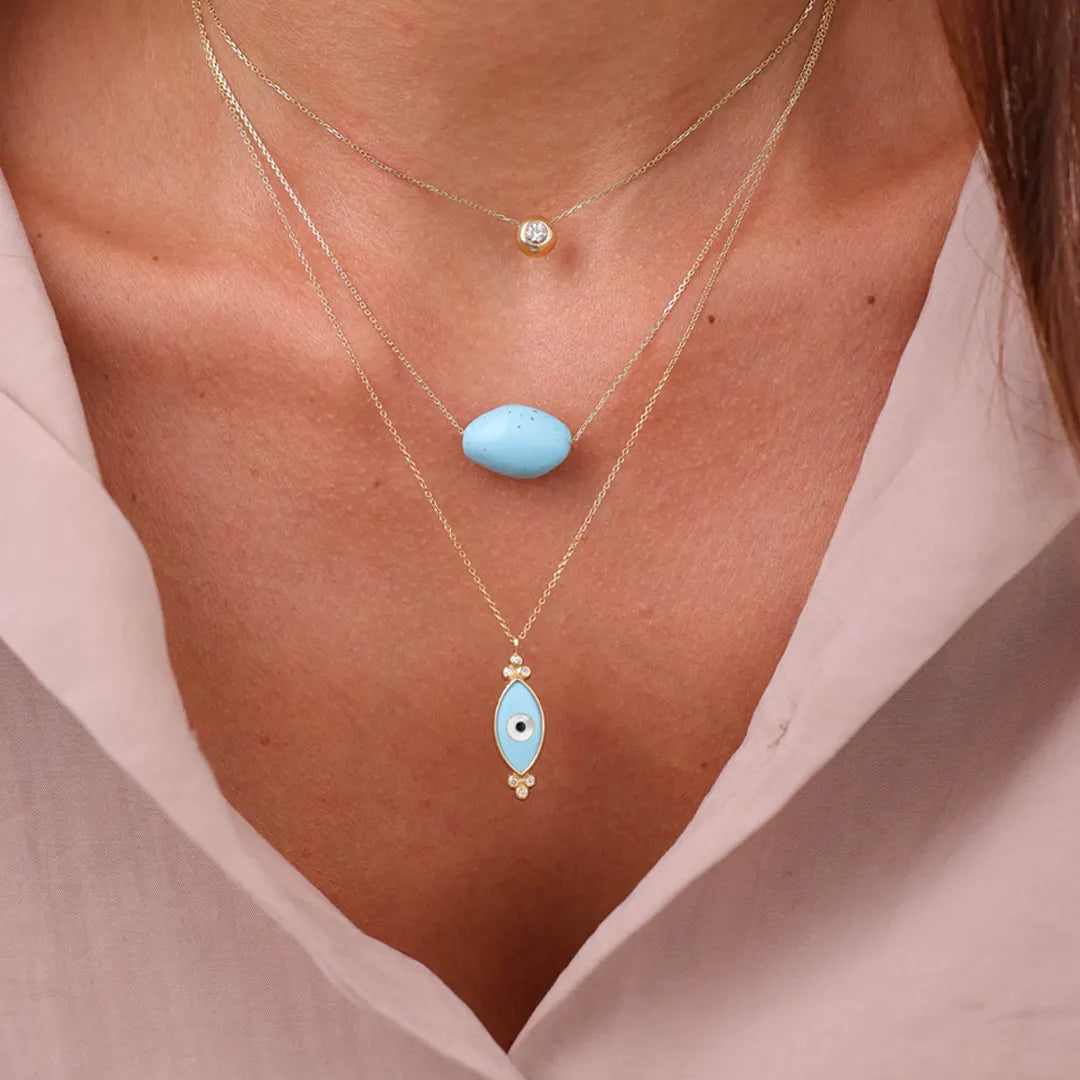 14K Gold Turquoise Necklace
