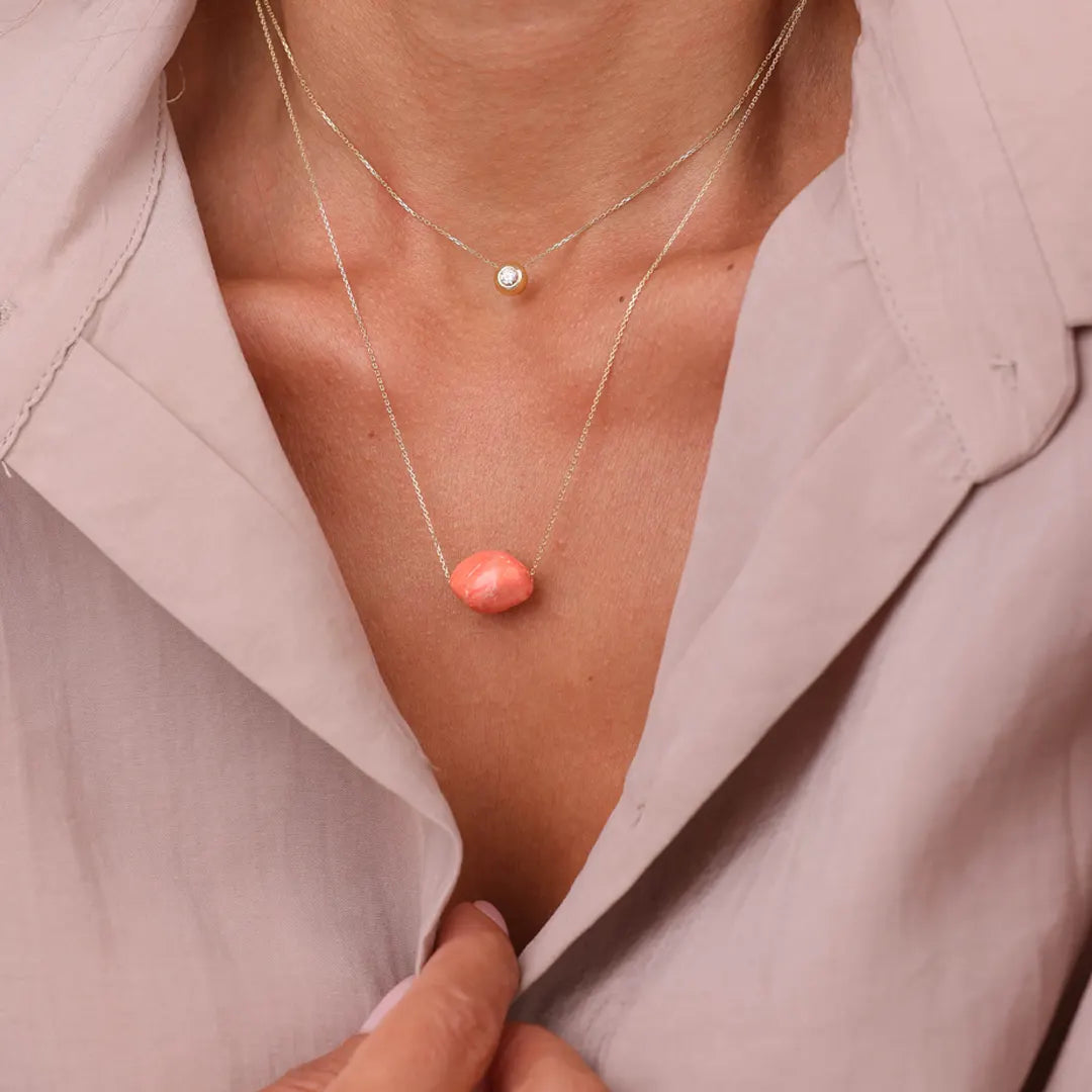 14K Gold, Coral Necklace