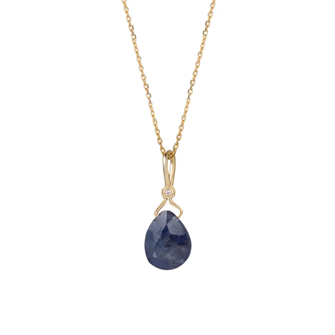 Rough Sapphire Drop Necklace