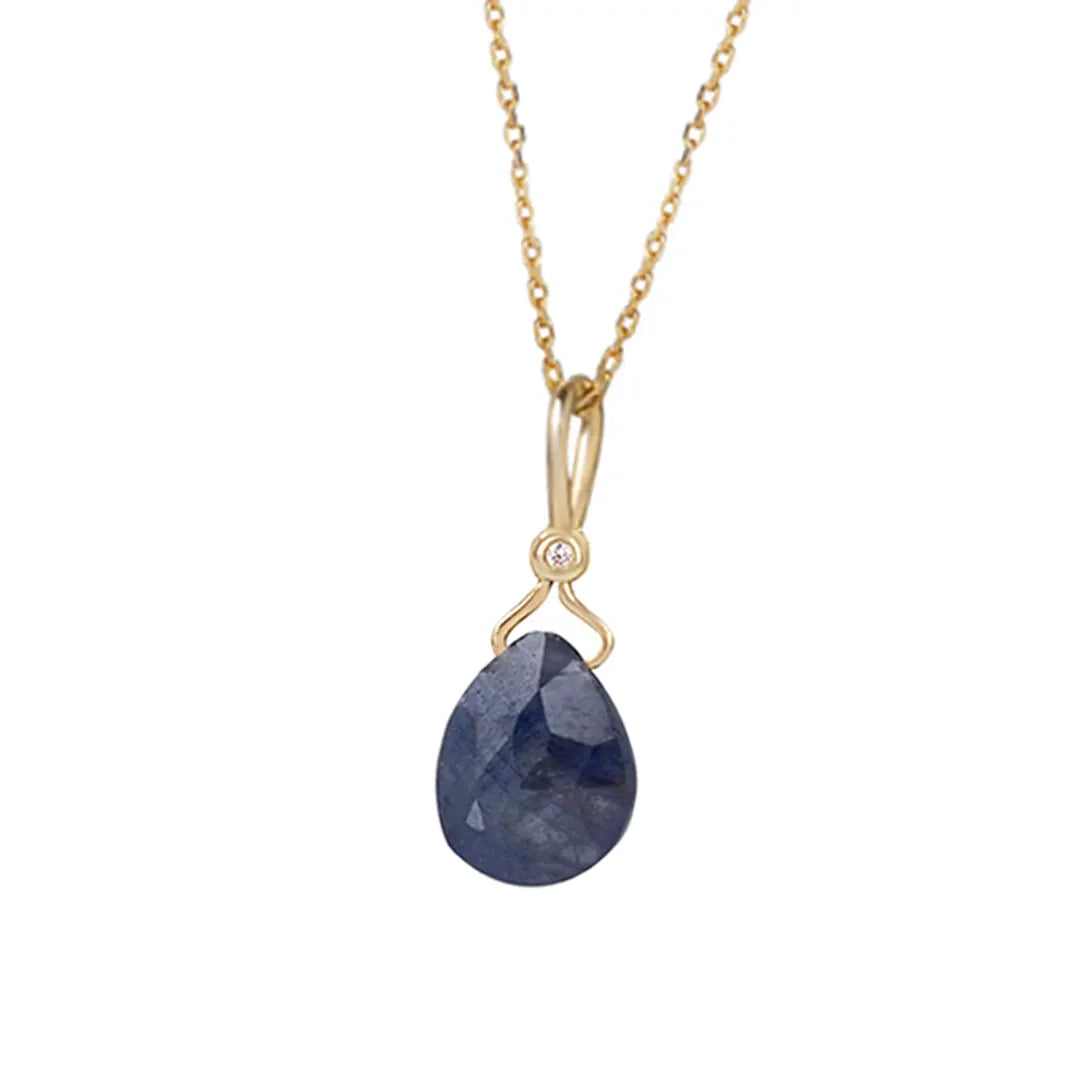 Rough Sapphire Drop Necklace
