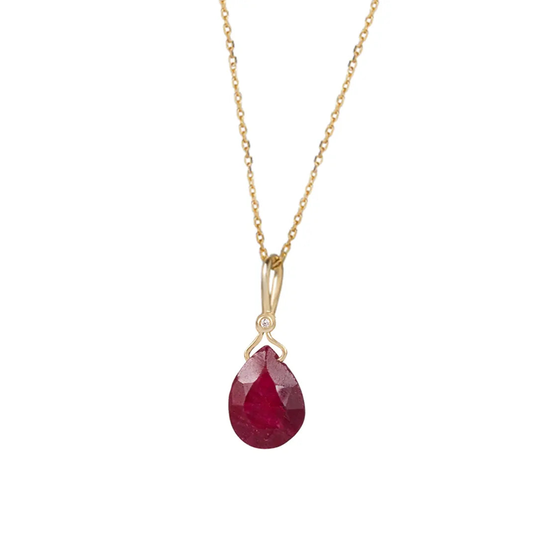 Rough Ruby Drop Necklace