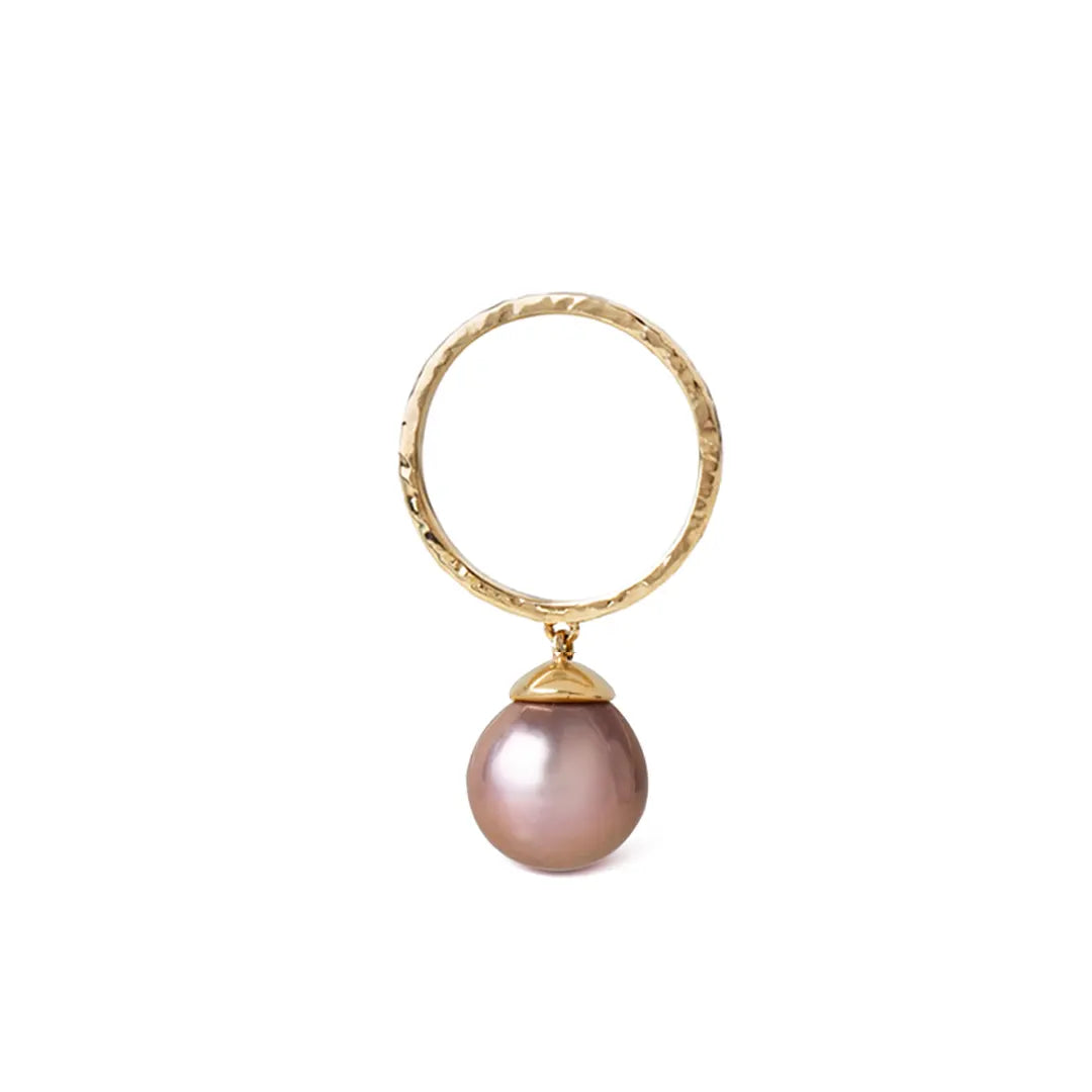14K Gold Grey Moonstone Ring with 3 Diamonds