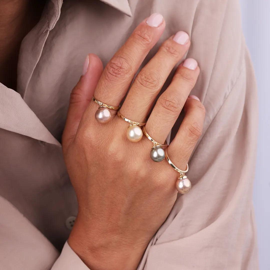 14K Gold Rose Baroque Pearl Ring