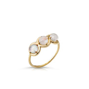 14K Gold 3 Rainbow Moonstone Ring