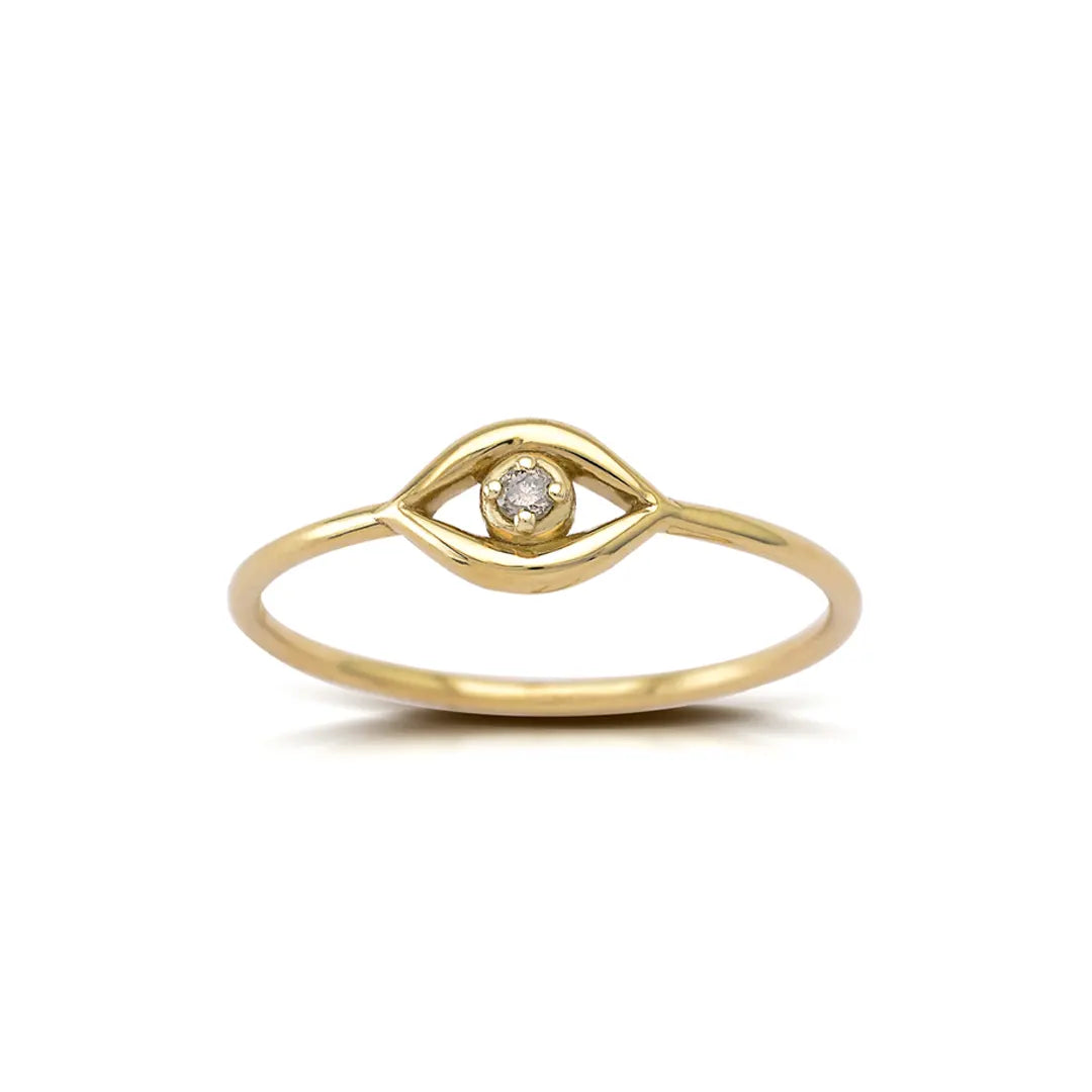 14K Gold Talisman Ring with Brown Diamond
