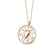 14K Gold Valentine Talisman Heart Necklace with diamonds