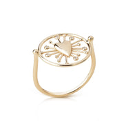14K Gold Valentine Talisman Heart Ring with diamonds