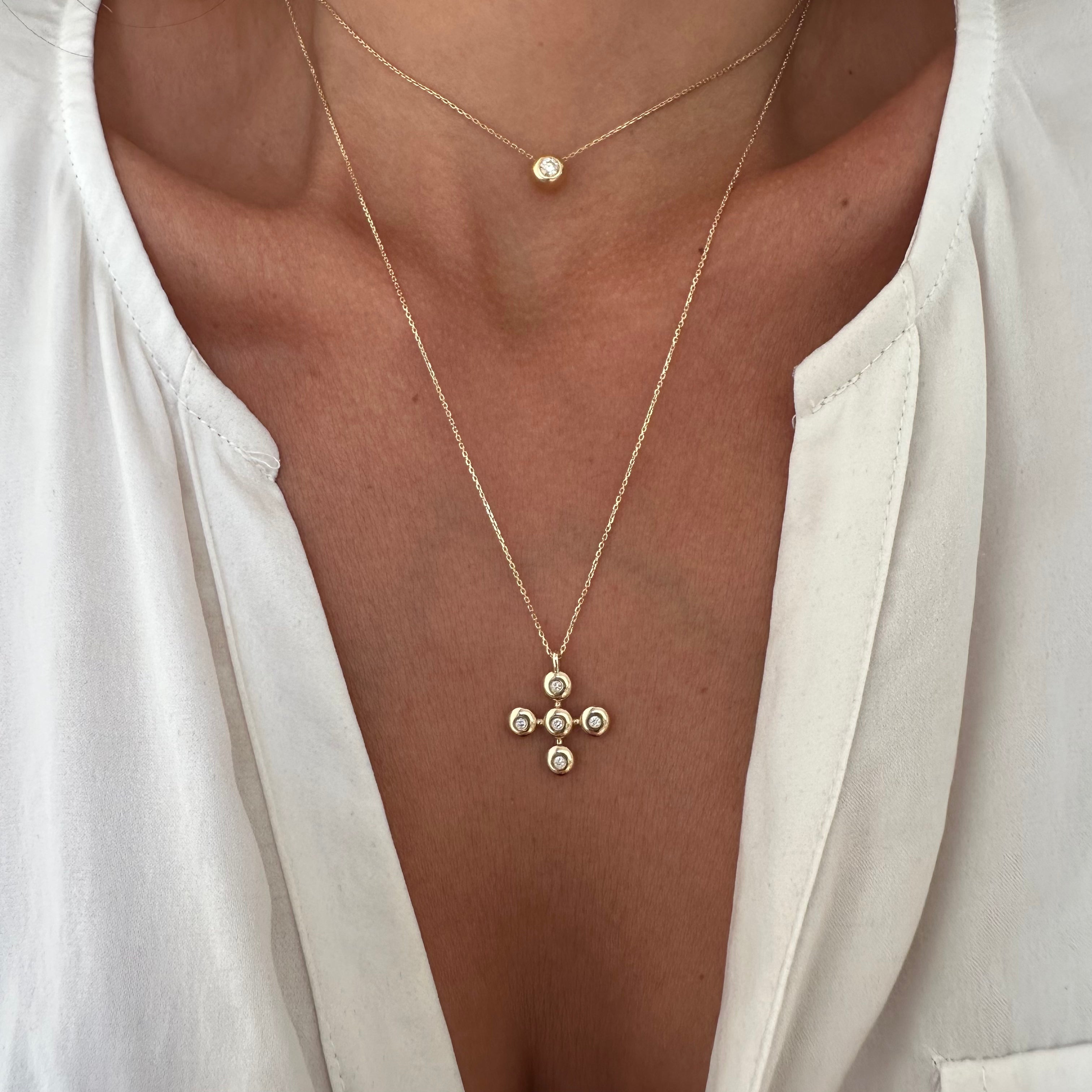 Squared Bubble Cross Pendant