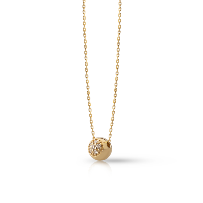 14K Gold Diamond Ball Necklace
