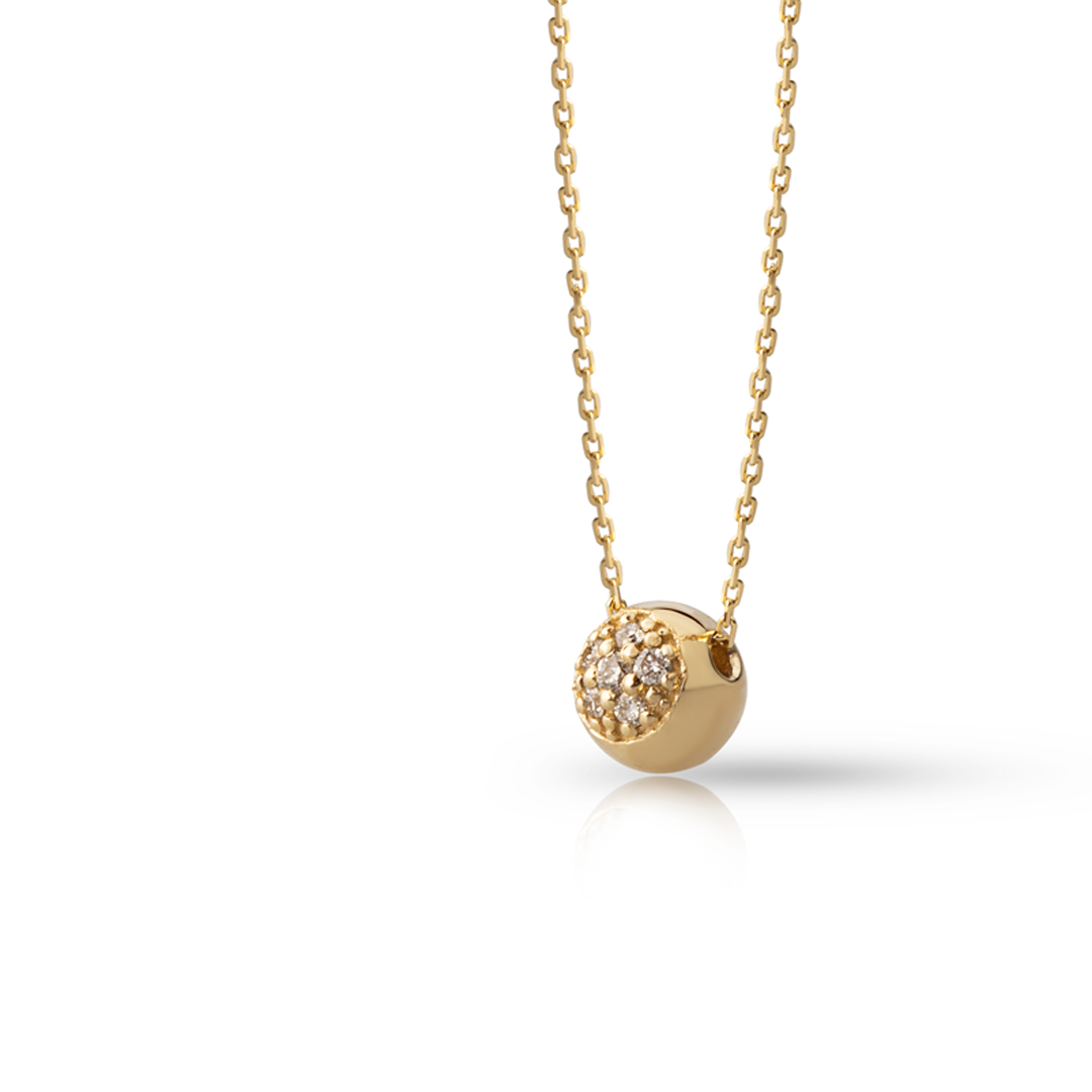 14K Gold Diamond Ball Necklace