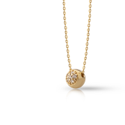 14K Gold Diamond Ball Necklace