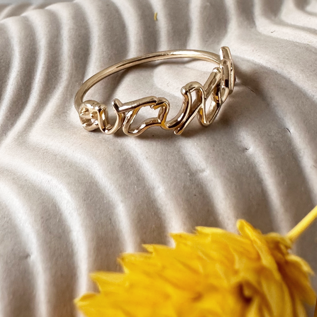 14K Gold “ευτυχία” Ring