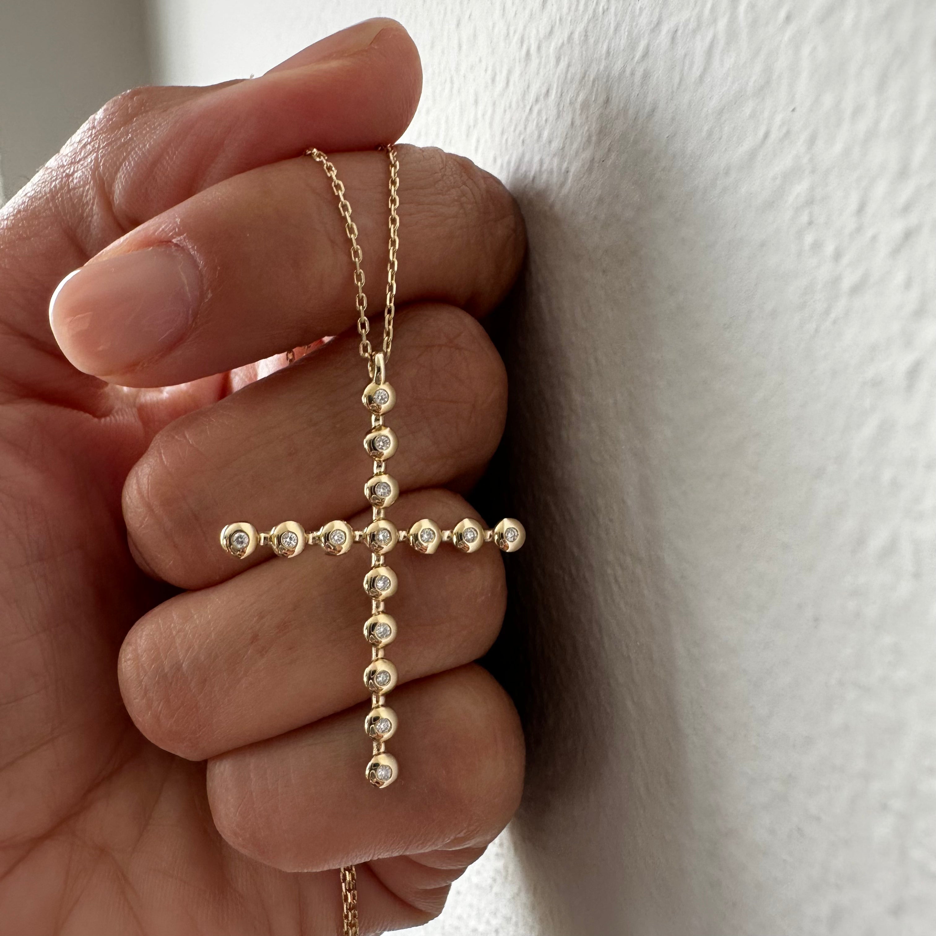 Long Thin Bubble Cross Pendant