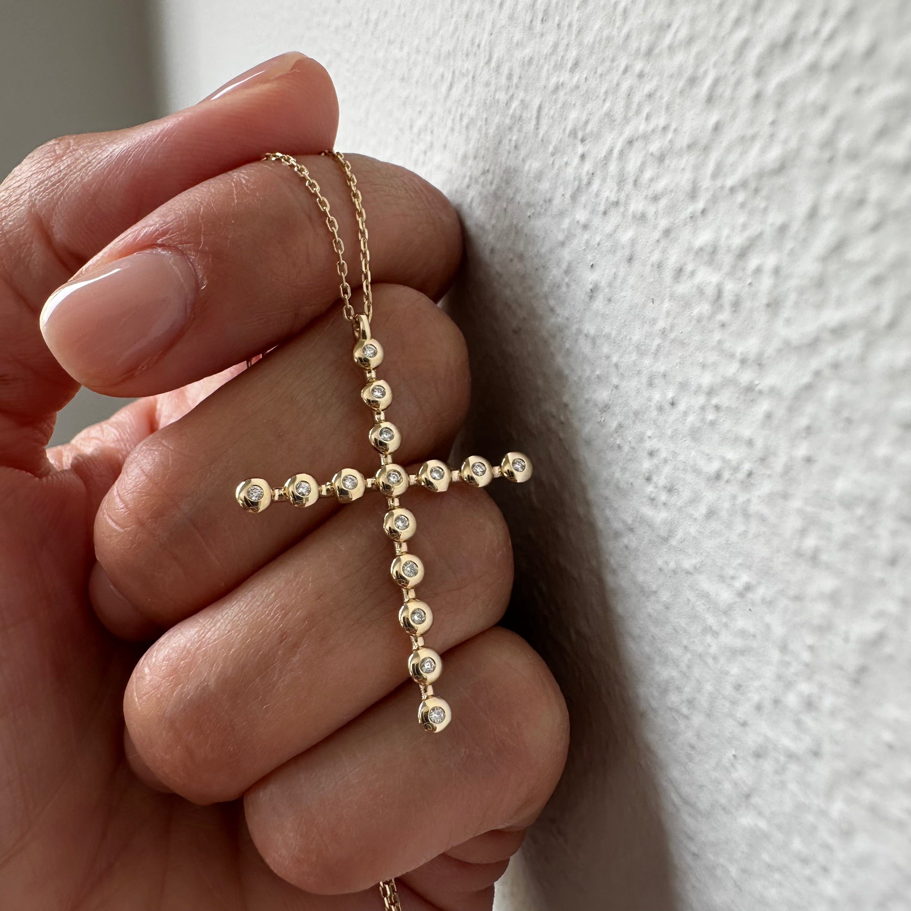 Long Thin Bubble Cross Pendant