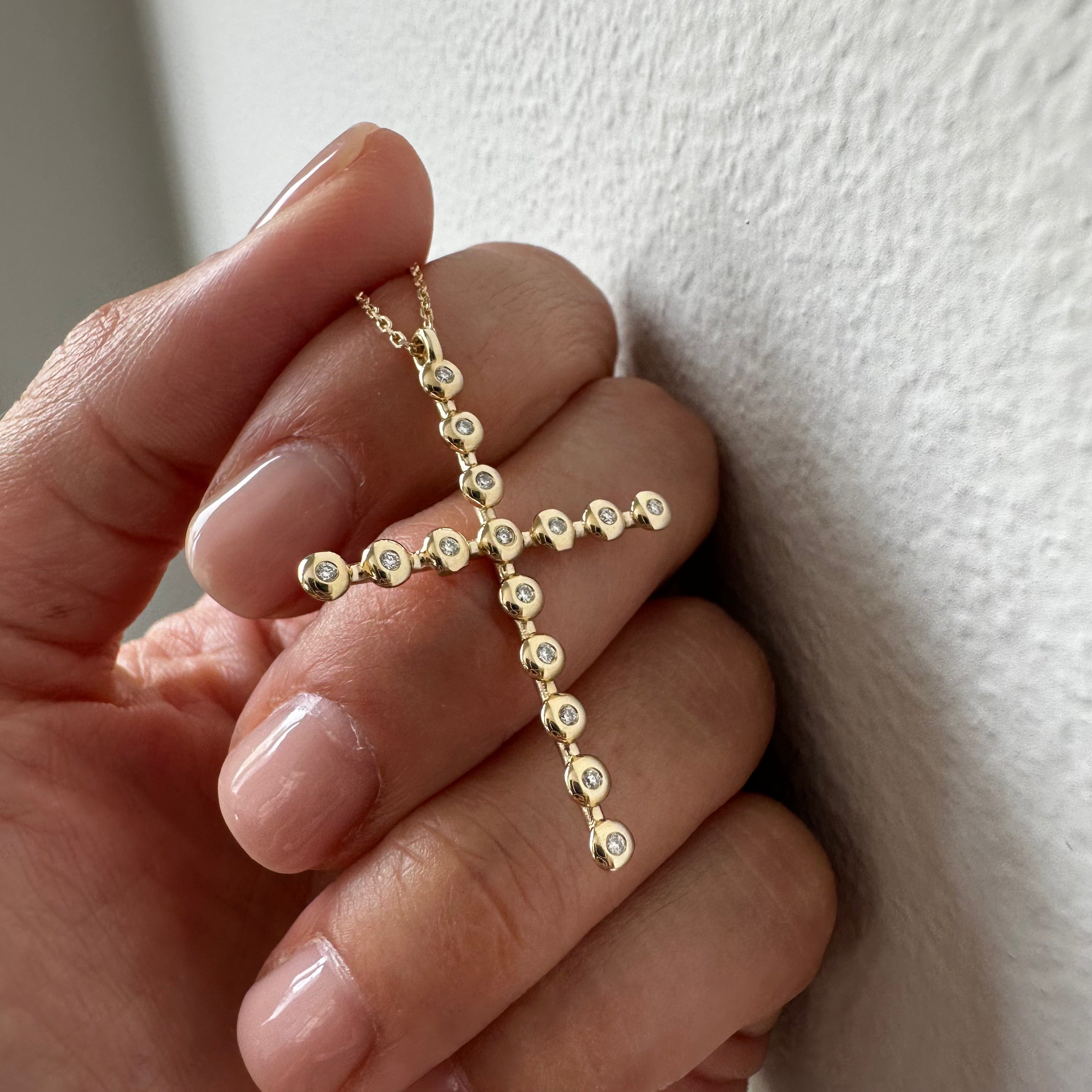 Long Thin Bubble Cross Pendant