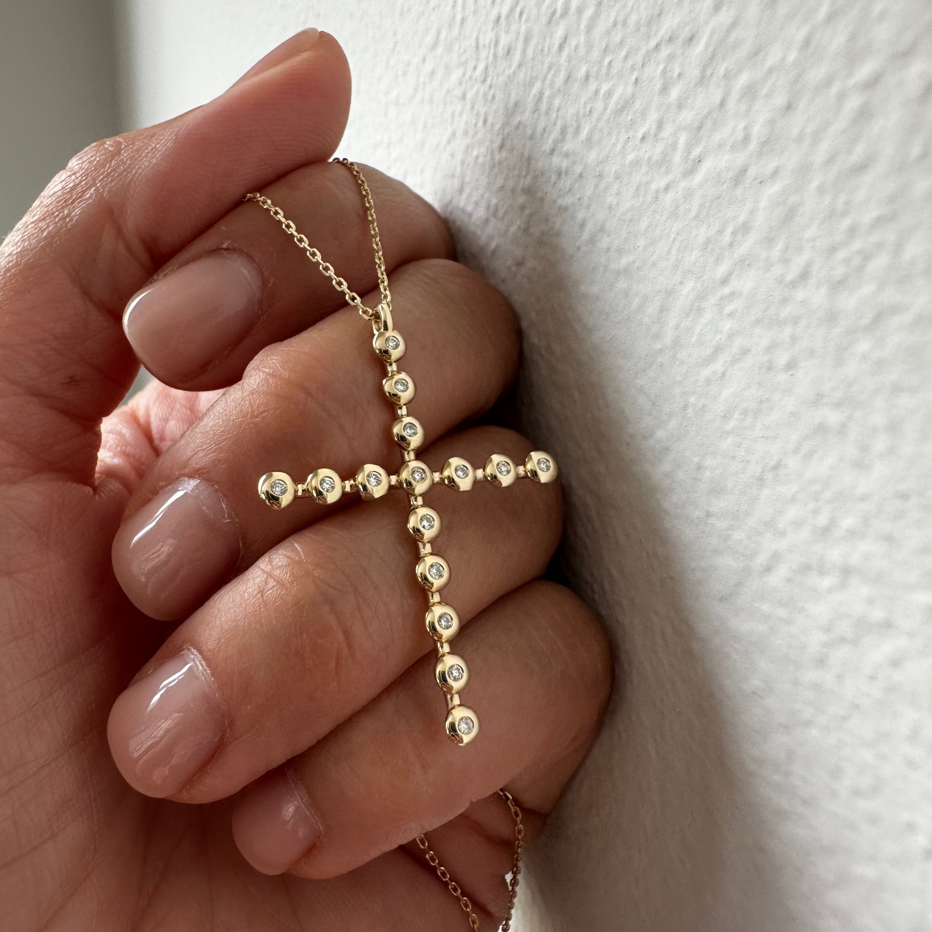 Long Thin Bubble Cross Pendant