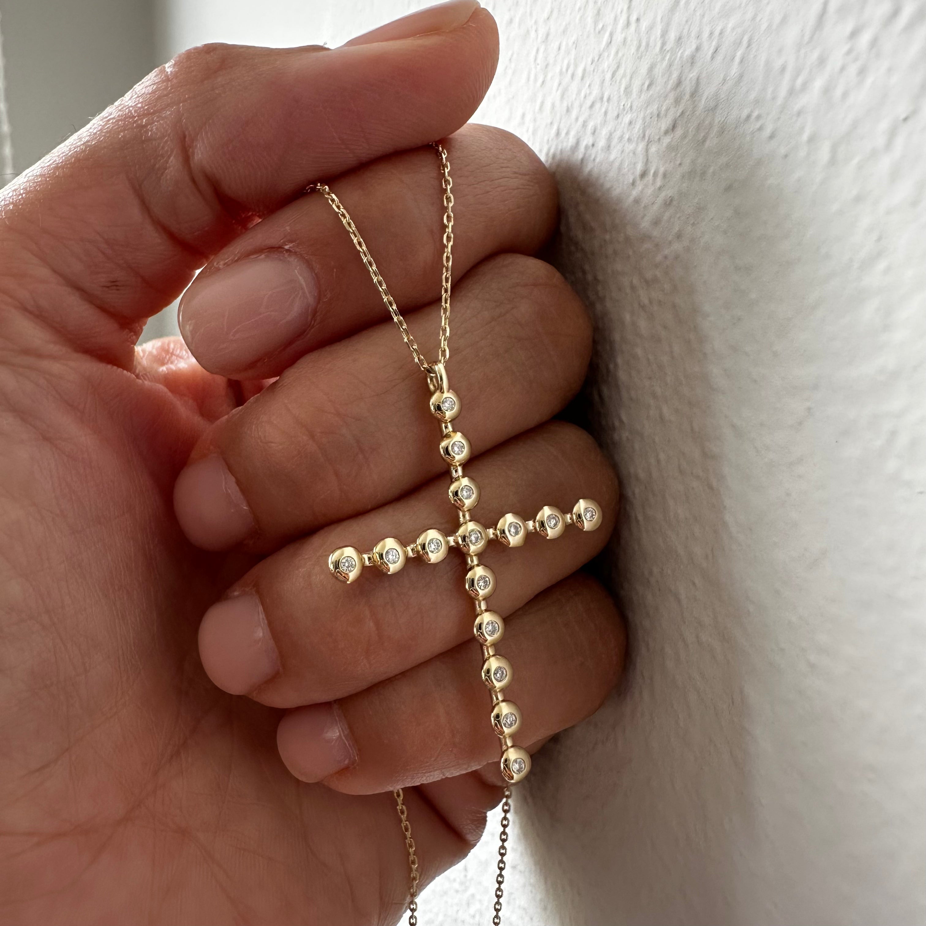 Long Thin Bubble Cross Pendant