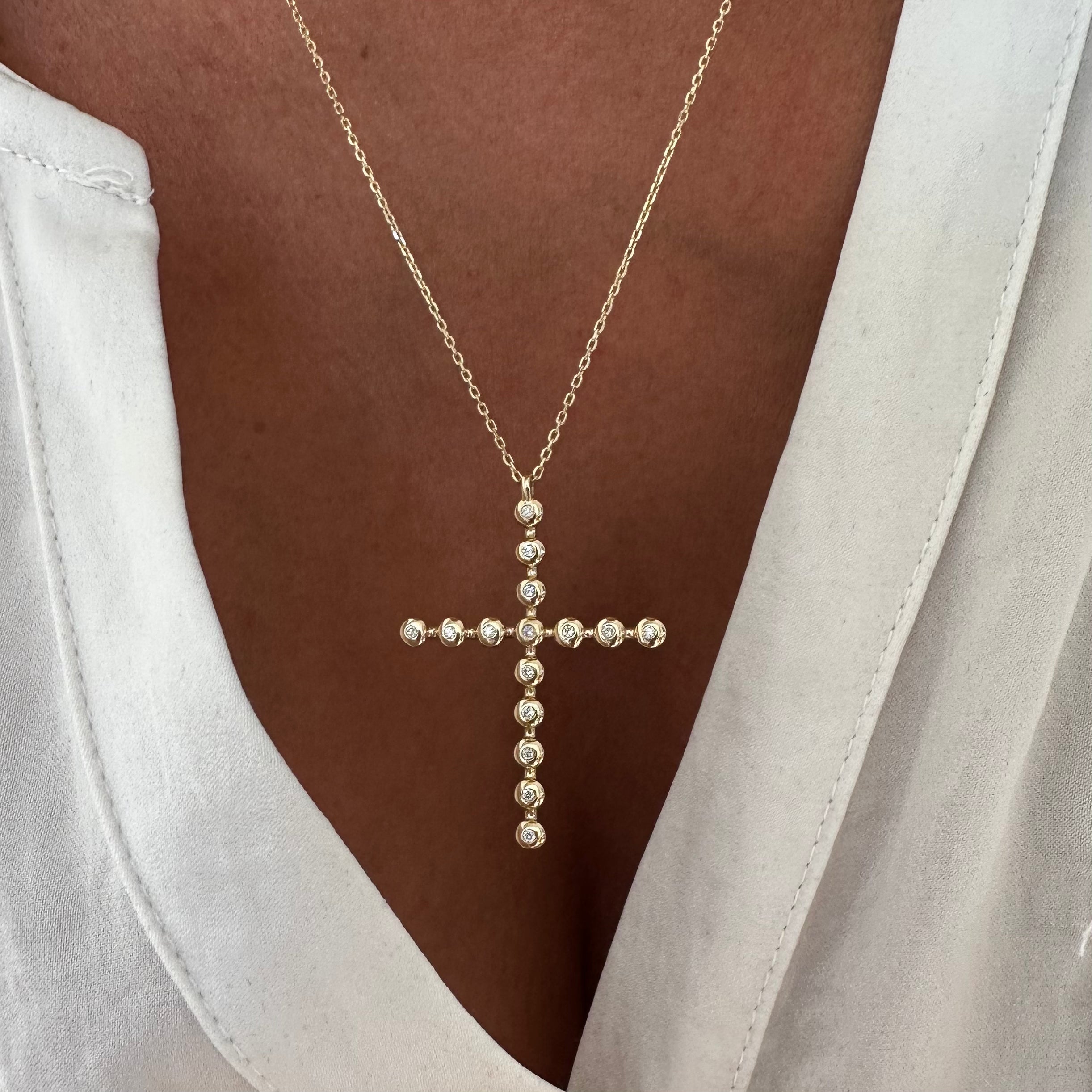 Long Thin Bubble Cross Pendant